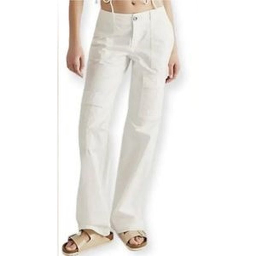 New Free People Cotton Cargo Pants White Size 10